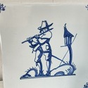Delft Blue White Tile Historical Male Figure Playi