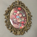 Made in Italy Bronze Metal Picture Frame Oval Bubb