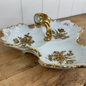3 Section Serving Dish White Gold Roses Gold Handl