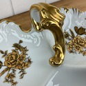 3 Section Serving Dish White Gold Roses Gold Handl