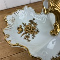 3 Section Serving Dish White Gold Roses Gold Handl