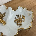 3 Section Serving Dish White Gold Roses Gold Handl
