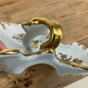 3 Section Serving Dish White Gold Roses Gold Handl
