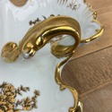 3 Section Serving Dish White Gold Roses Gold Handl