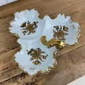 3 Section Serving Dish White Gold Roses Gold Handl