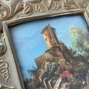 Antique Oil Painting on Copper Signed Bronze Velve
