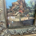 Antique Oil Painting on Copper Signed Bronze Velve