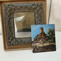 Antique Oil Painting on Copper Signed Bronze Velve