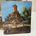 Antique Oil Painting on Copper Signed Bronze Velve