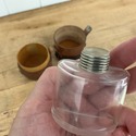 Vintage Double Glass Travel Perfume Bottles Leathe