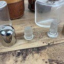 Vintage Double Glass Travel Perfume Bottles Leathe