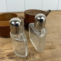 Vintage Double Glass Travel Perfume Bottles Leathe