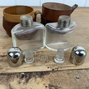 Vintage Double Glass Travel Perfume Bottles Leathe