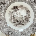 Antique Brown Transferware Soup Bowl Italy Castle 