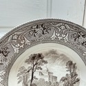 Antique Brown Transferware Soup Bowl Italy Castle 