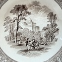 Antique Brown Transferware Soup Bowl Italy Castle 