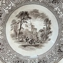 Antique Transferware Brown Soup Bowl Wide Rim Ital