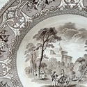 Antique Transferware Brown Soup Bowl Wide Rim Ital