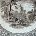 Antique Transferware Brown Soup Bowl Wide Rim Ital
