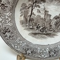 Antique Transferware Brown Soup Bowl Wide Rim Ital