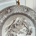 Antique Transferware Brown Soup Bowl Wide Rim Ital