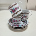 3 Demitasse Tea Cups and Saucers made in China Flo
