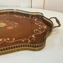 Italian Inlaid Marquetry Gallery Tray Bronze Trim 