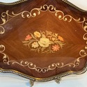 Italian Inlaid Marquetry Gallery Tray Bronze Trim 