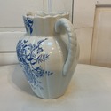 Antique Blue White Transferware Pitcher Jug Harves