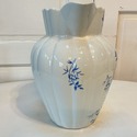Antique Blue White Transferware Pitcher Jug Harves