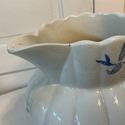 Antique Blue White Transferware Pitcher Jug Harves