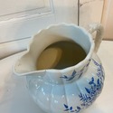 Antique Blue White Transferware Pitcher Jug Harves