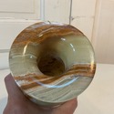 Onyx Stone Vase Hand Carved Natural Green Brown Ba