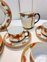 Red Gold Poppies Teacups Saucers Plates Pitcher Se