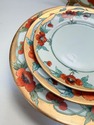 Red Gold Poppies Teacups Saucers Plates Pitcher Se