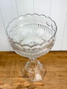 Large Hand Cut Crystal Centerpiece Bowl on Tall Ba