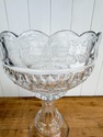 Large Hand Cut Crystal Centerpiece Bowl on Tall Ba