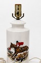 Vintage Ceramic Fox Hunt Lamp Horse Hounds Equestr