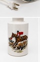 Vintage Ceramic Fox Hunt Lamp Horse Hounds Equestr