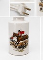Vintage Ceramic Fox Hunt Lamp Horse Hounds Equestr