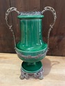 Wilhelm Schiller & Sons Green Majolica Pottery Urn