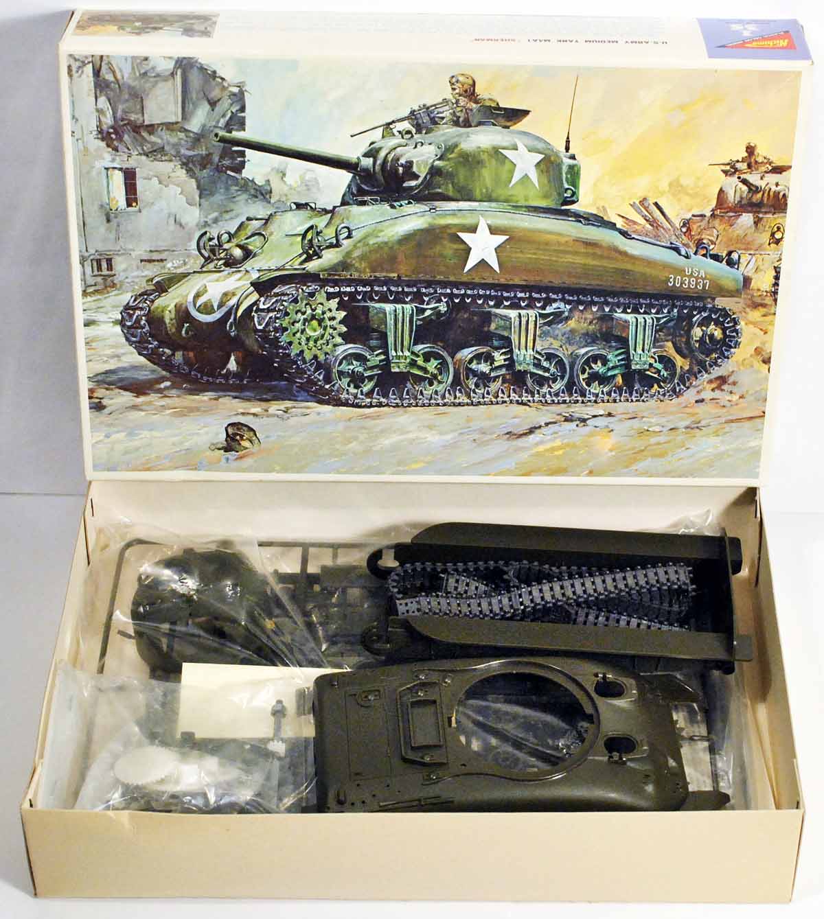 70s Nichimo Motorized 1/35 Scale U.S. ARMY M4A1 SHERMAN Tank Model Kit ...