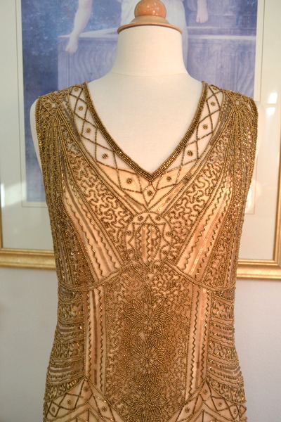 LIMITED EDITION-1920s Style GATSBY Gold BEADED Fringe FLAPPER Dress-ANY ...