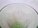 Belmont Rose Cameo Green Depression Glass Footed T