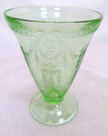 Belmont Rose Cameo Green Depression Glass Footed T