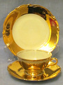 Gold Overlay Porcelain Trio by Rudolf Wachter, Bav