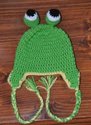 Frog/Froggie Crochet Hat w/ Earflaps/Ties Prop Pic