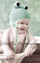 Frog/Froggie Crochet Hat w/ Earflaps/Ties Prop Pic