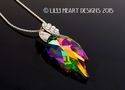 m/w Swarovski RARE Double Peacock Leaf Pendant Sun