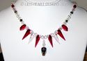 m/w Swarovski Silver Night Skull and Red Spikes 18